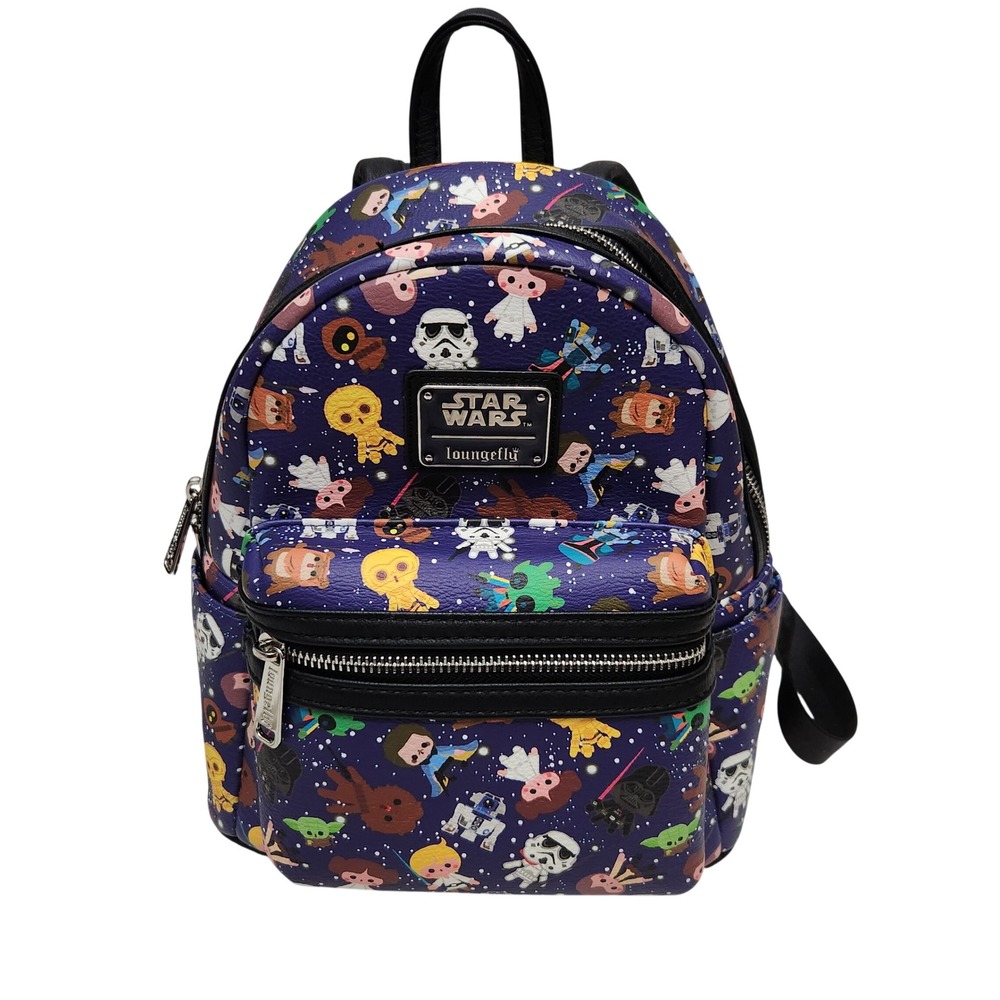 Loungefly Star Wars Chibi Galaxy Purple Mini Backpack Vegan Leather Disney Bag